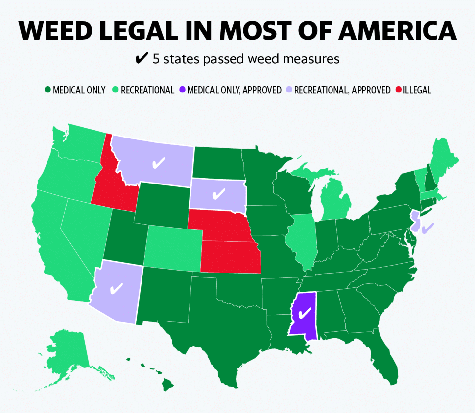 Cannabis Legalization Measures Set To Pass In 5 States