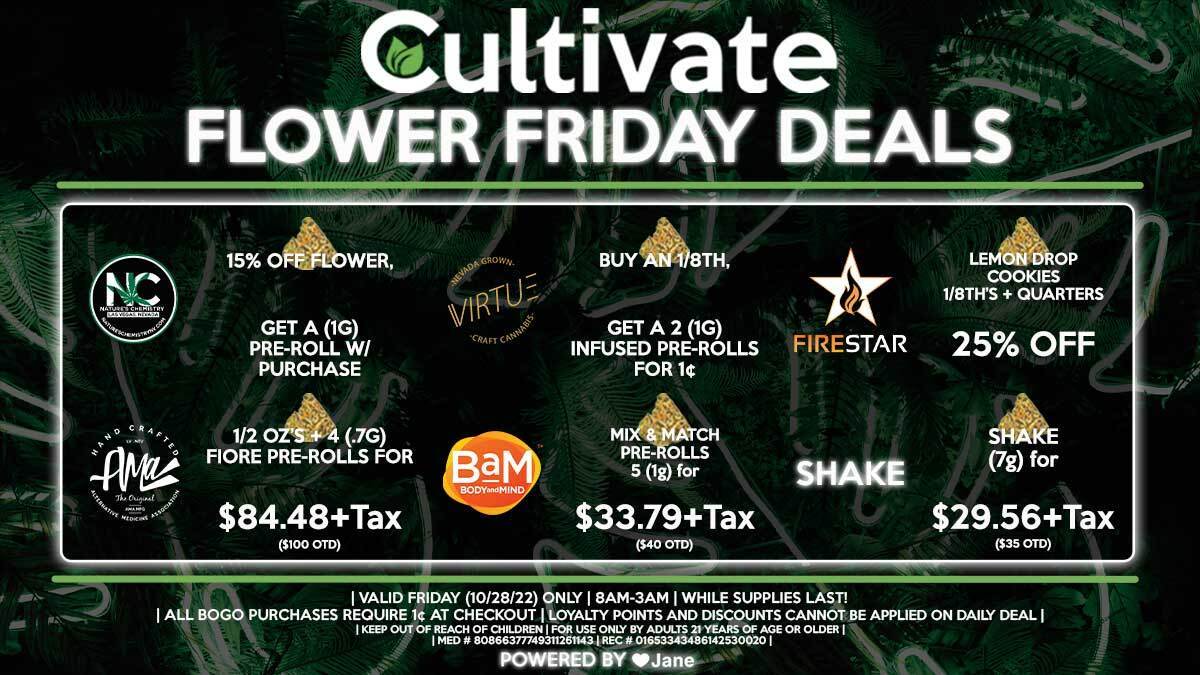 Cultivate Las Vegas Dispensary Daily Deals! Valid FRIDAY 10/28 Only | 8AM-3AM | While Supplies Last!