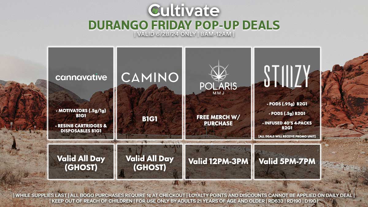 Cannavative Camino Polaris Stiiizy Las Vegas Cultivate Durango pop-ups