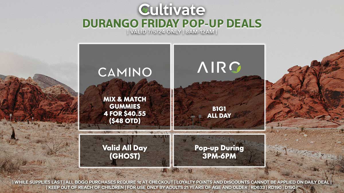 Camino Airo Las Vegas Cultivate Durango Pop-ups