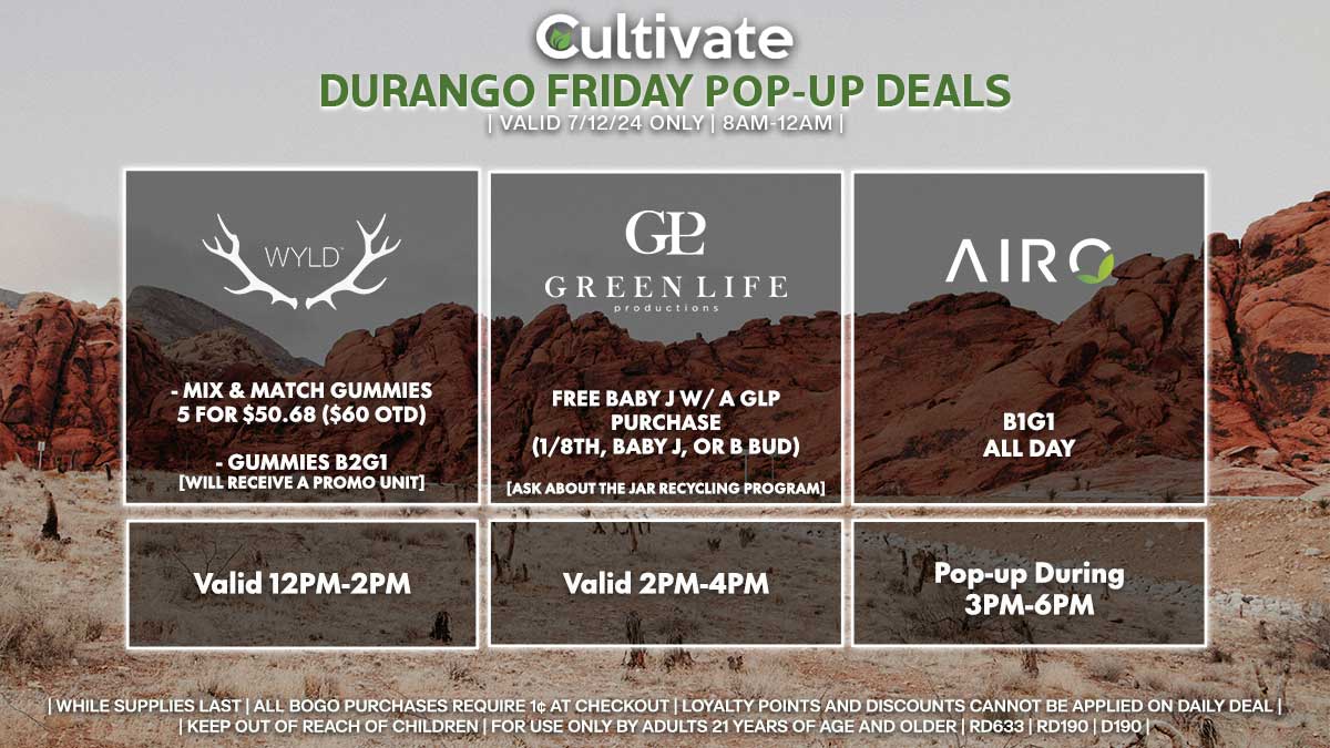 Wyld GLP Airo Las Vegas Cultivate Durango Pop-ups