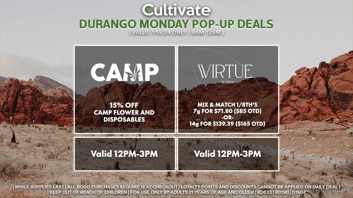 Virtue Camp Las Vegas Cultivate Durango Pop-ups