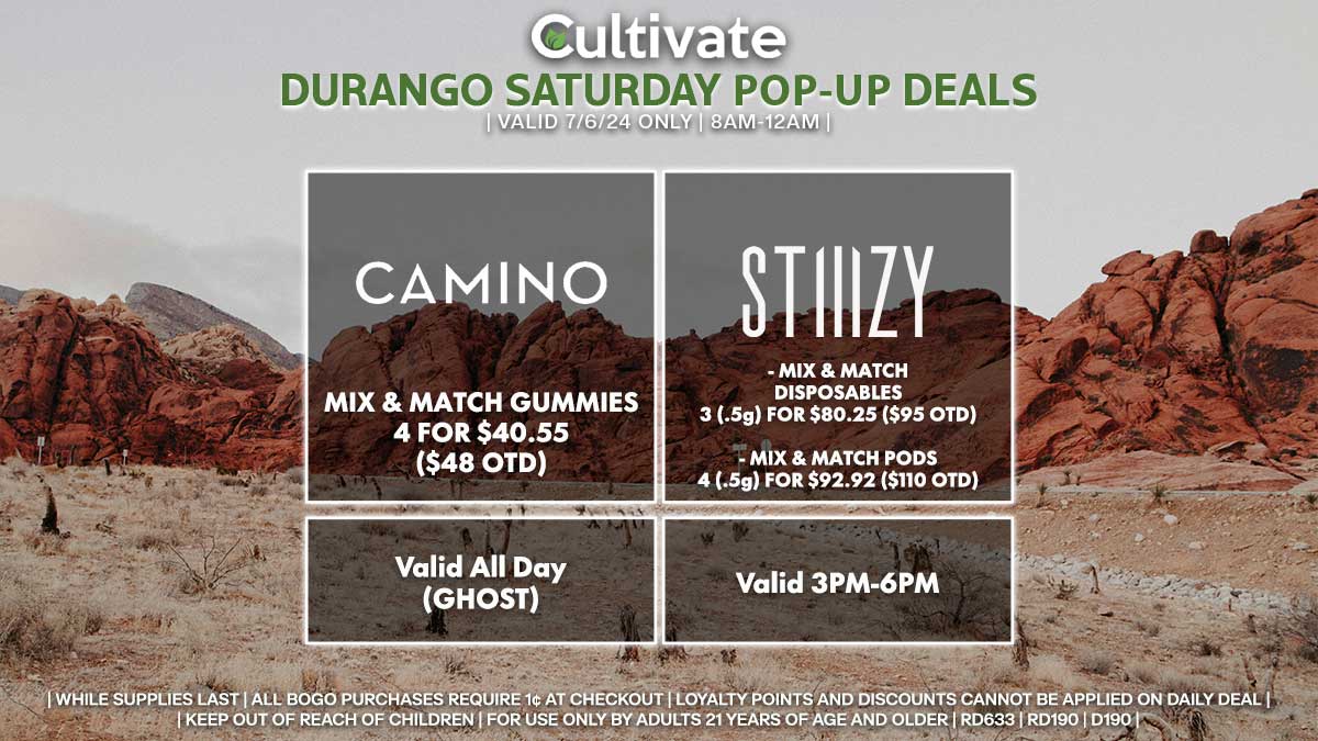 Camino Stiiizy Las Vegas Cultivate Durango Pop-ups