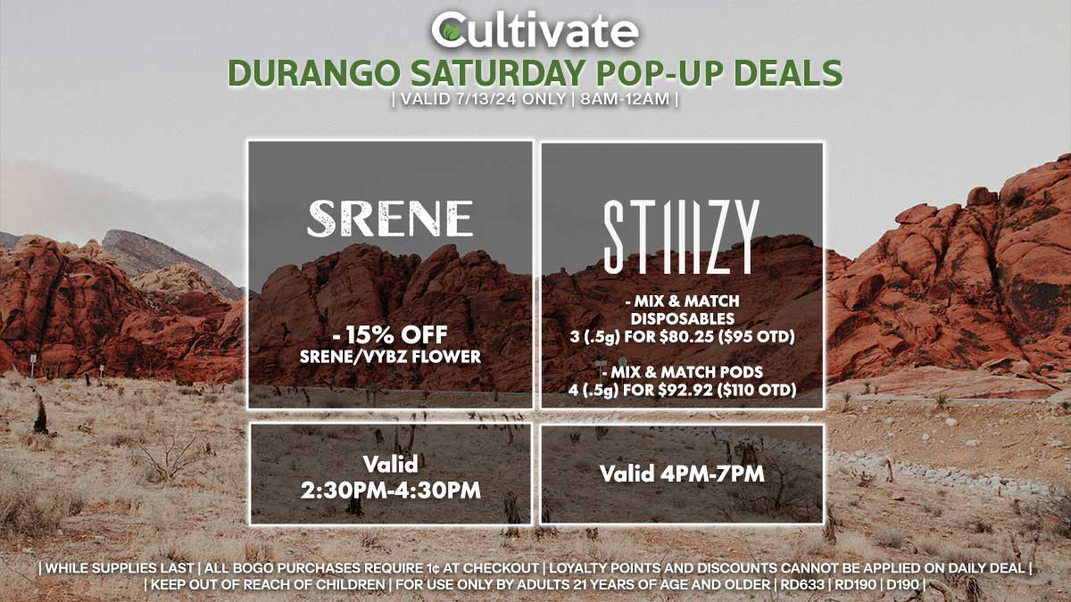 Srene Stiiizy Las Vegas Cultivate Durango Pop-ups