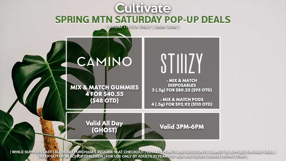 Camino Stiiizy Las Vegas Cultivate Spring Mountain Pop-ups