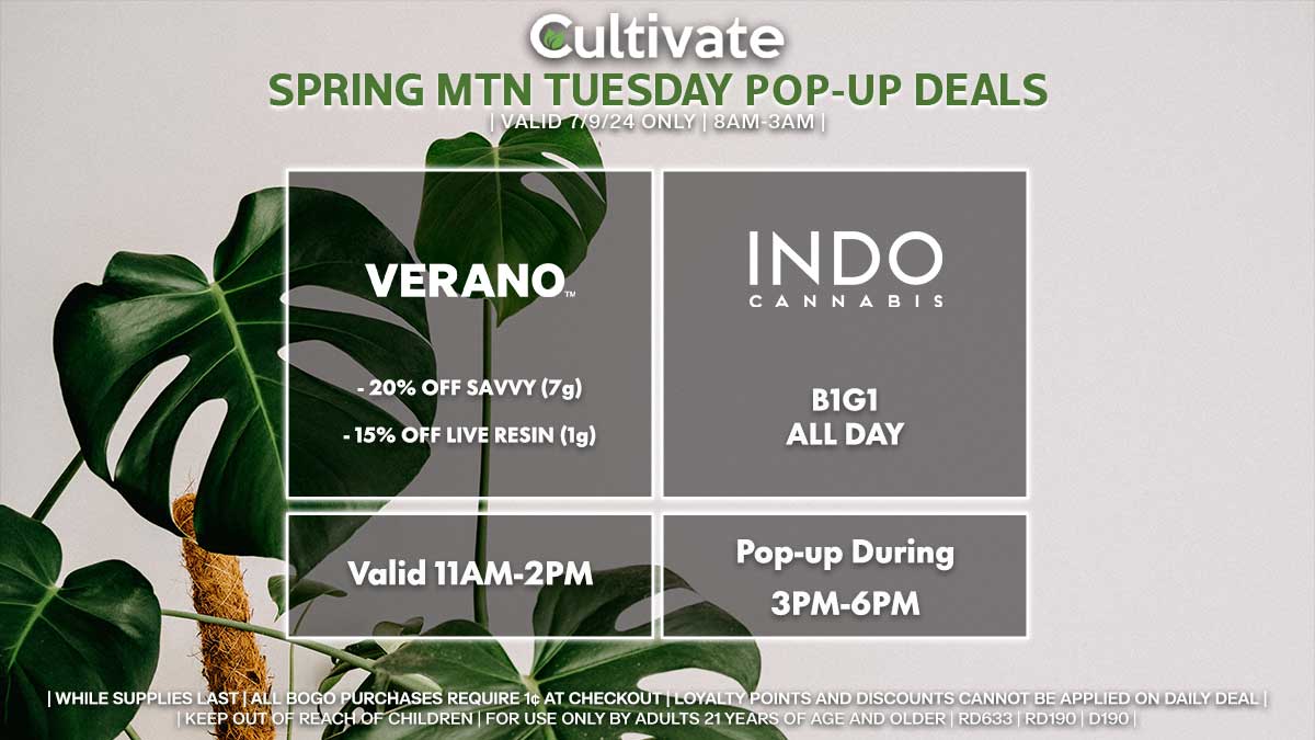 Verano Indo Las Vegas Cultivate Spring Mountain Pop-ups