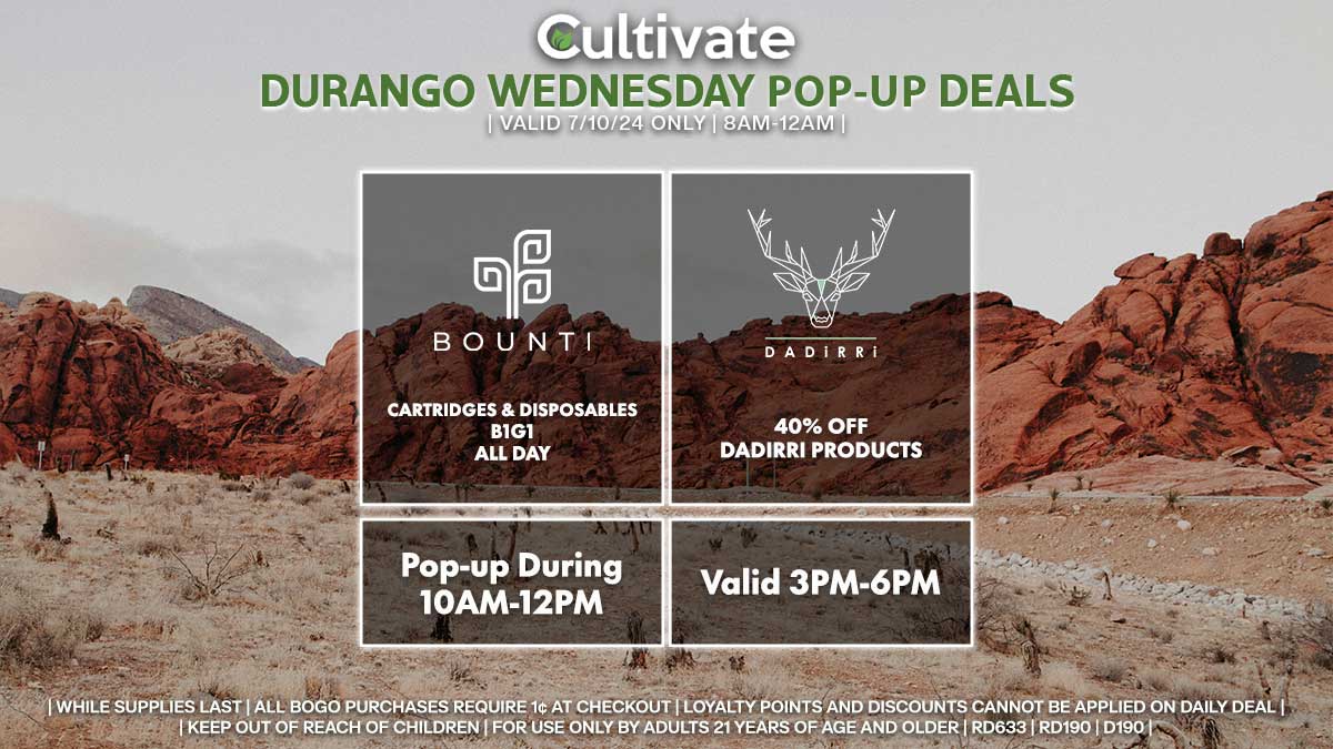 Bounti Dadirri Las Vegas Cultivate Durango Pop-ups