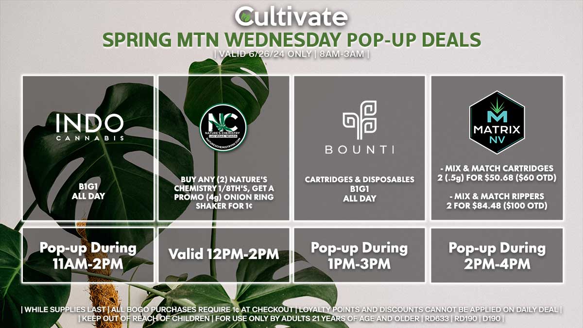 Indo Nature's Chemistry Bounti Matrix Las Vegas Cultivate Spring Mountain Pop-ups